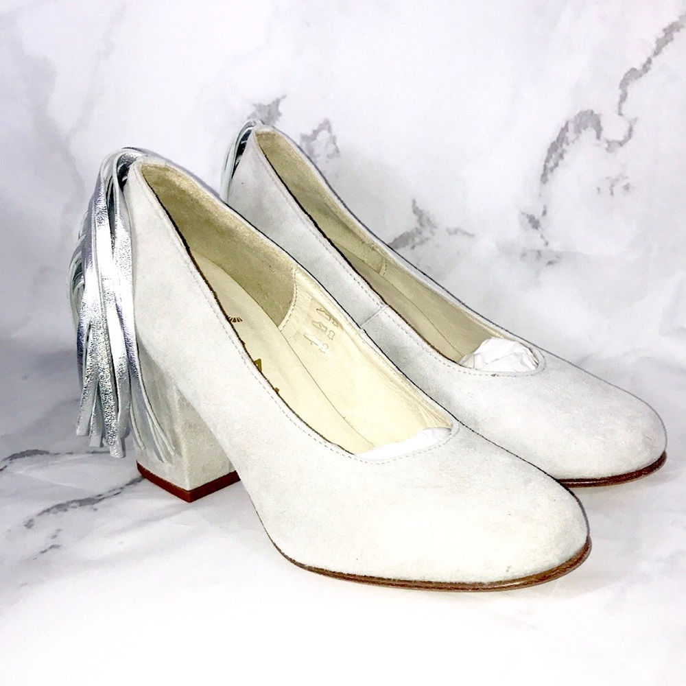 NEW Ouigal grey pumps suede heels anthropology B1